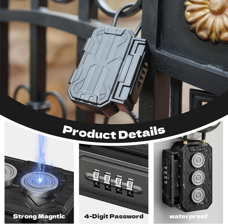 MILADA Magnetic Key Lock Box,Magnetic Key Holder Under car,Magnetic Key Cabinets,Key Holder Magnetic,Hide a Key Magnetic Holder,Waterproof Magnetic Key Hider Outside,4 Combinations & Dual Mounting, - Image 4